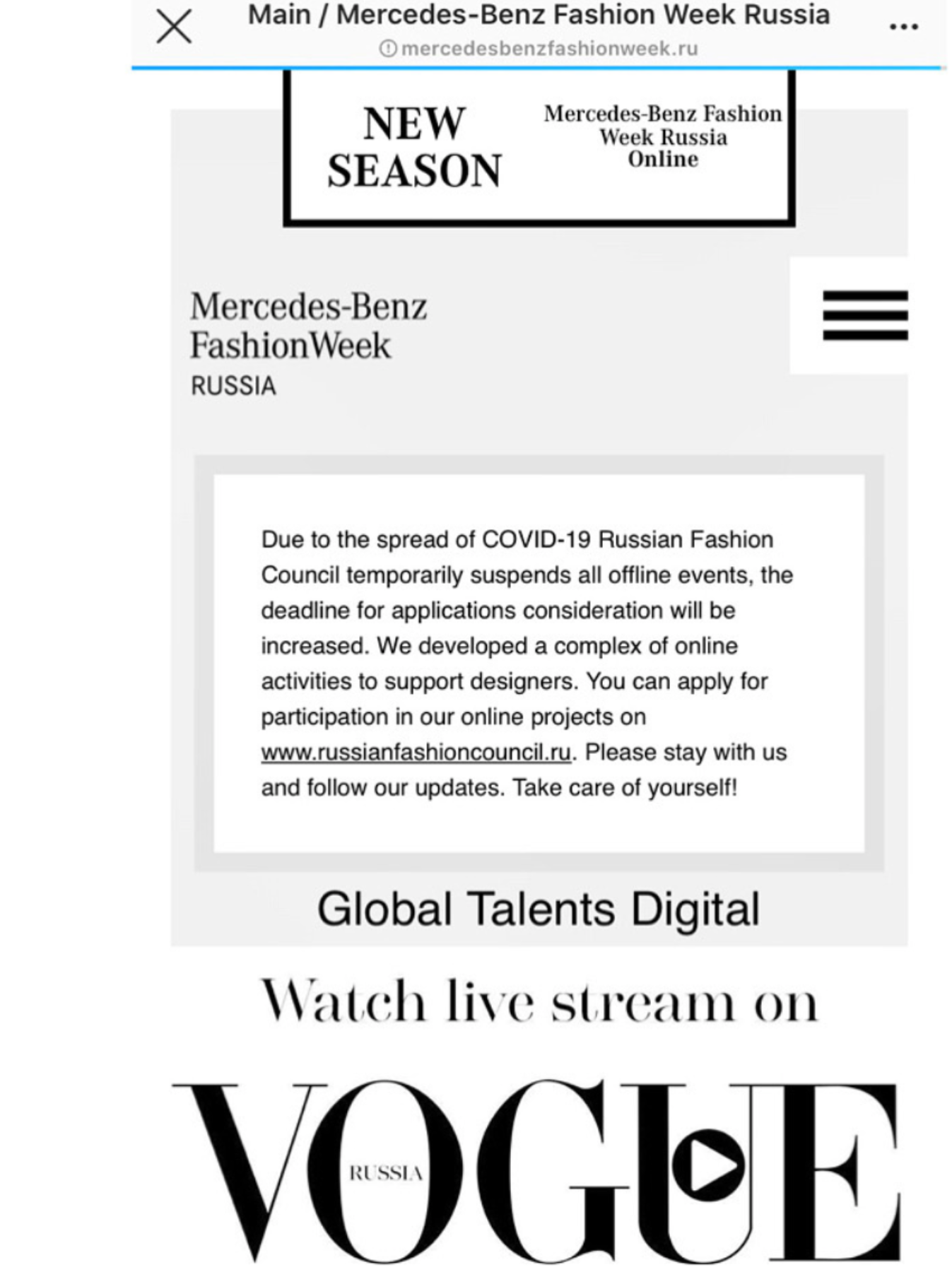 August 2020 Mercedes-Benz Fashion Week Russia, Global Talents